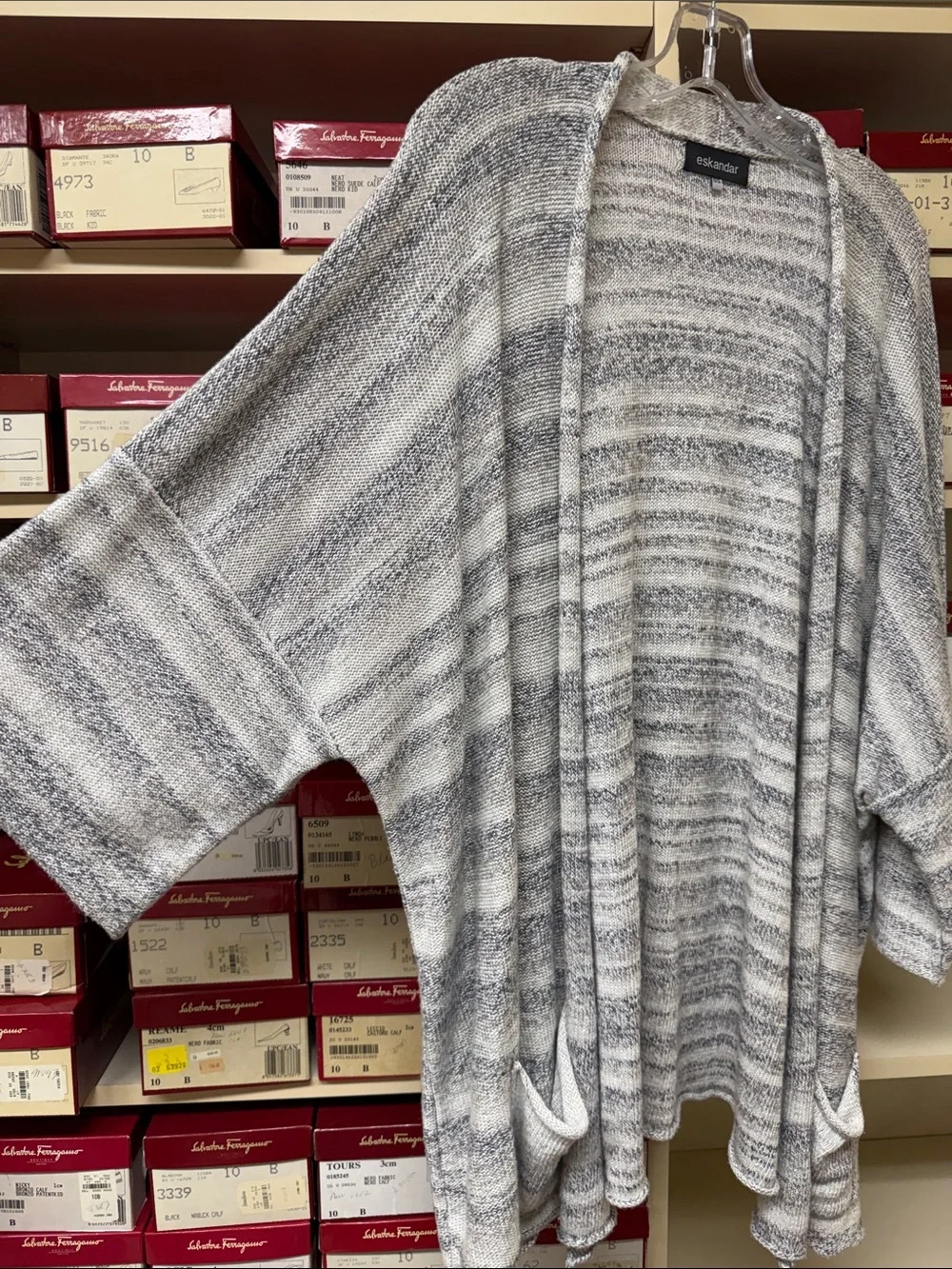 eskandar Heathered Gray Open-Front linen and silk blend Cardigan